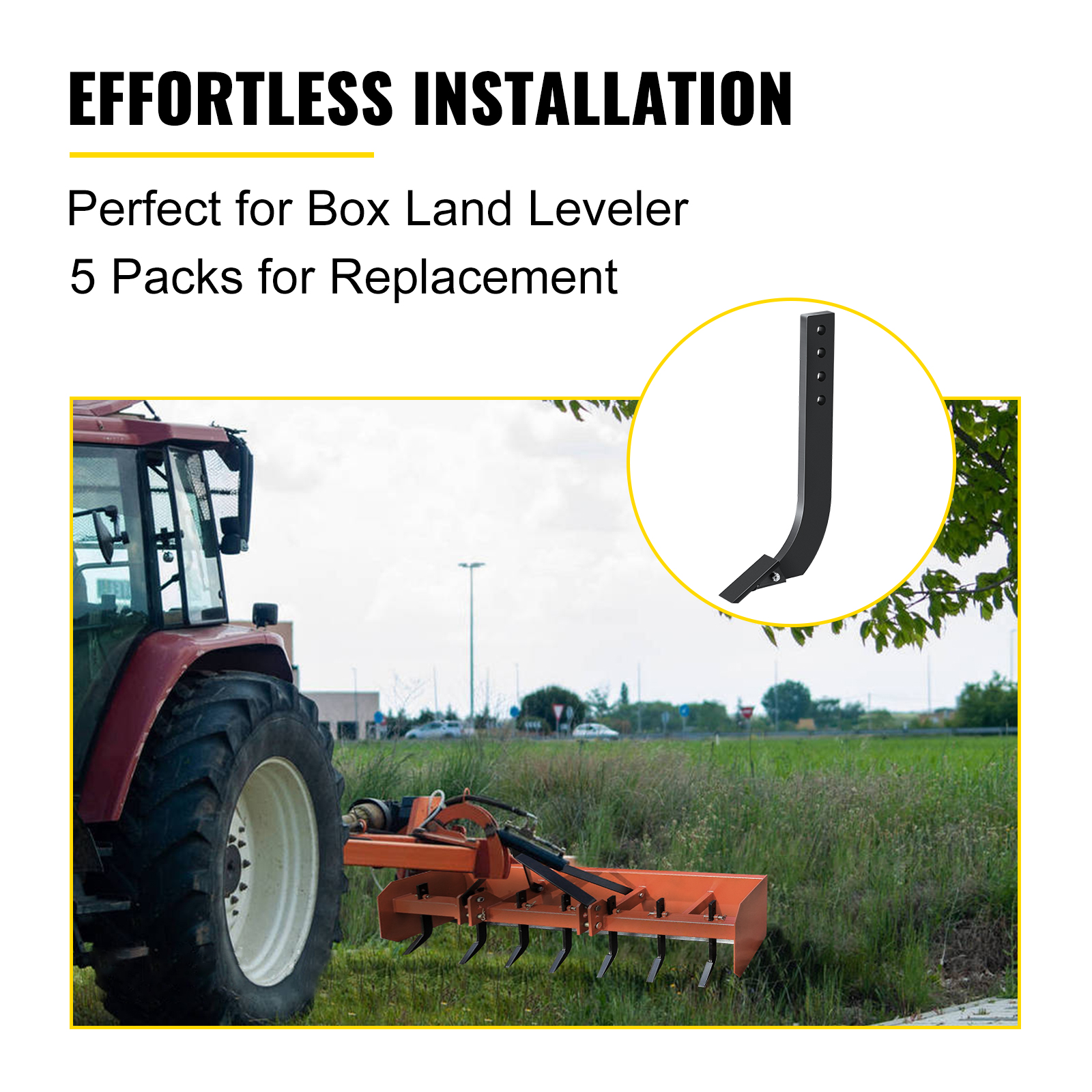effortless installation of the VEVOR box blade shank on a tractor.