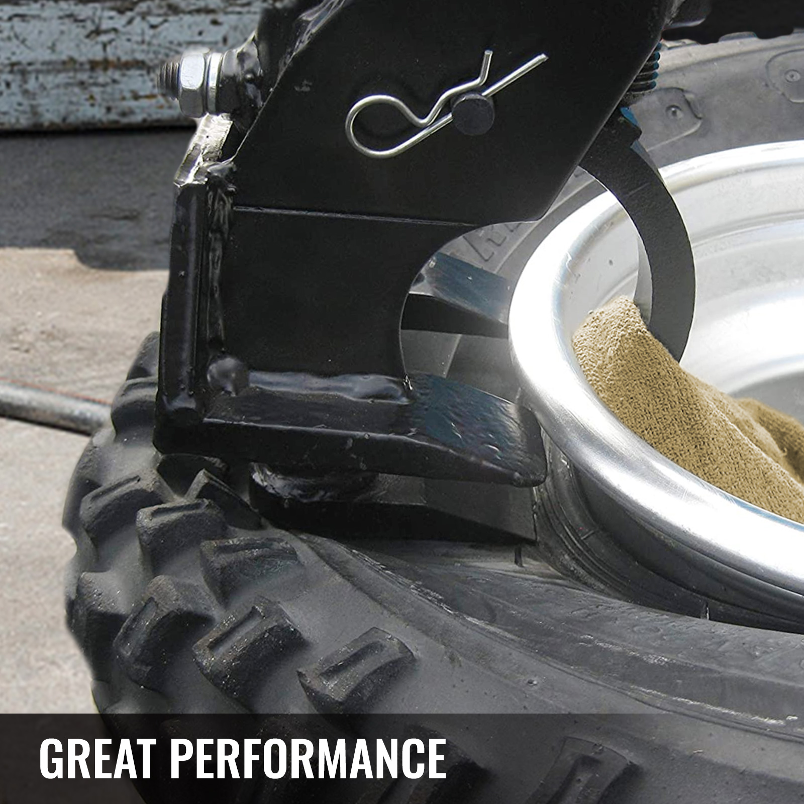 VEVOR manual tire bead breaker efficiently separating a tire from a rim.