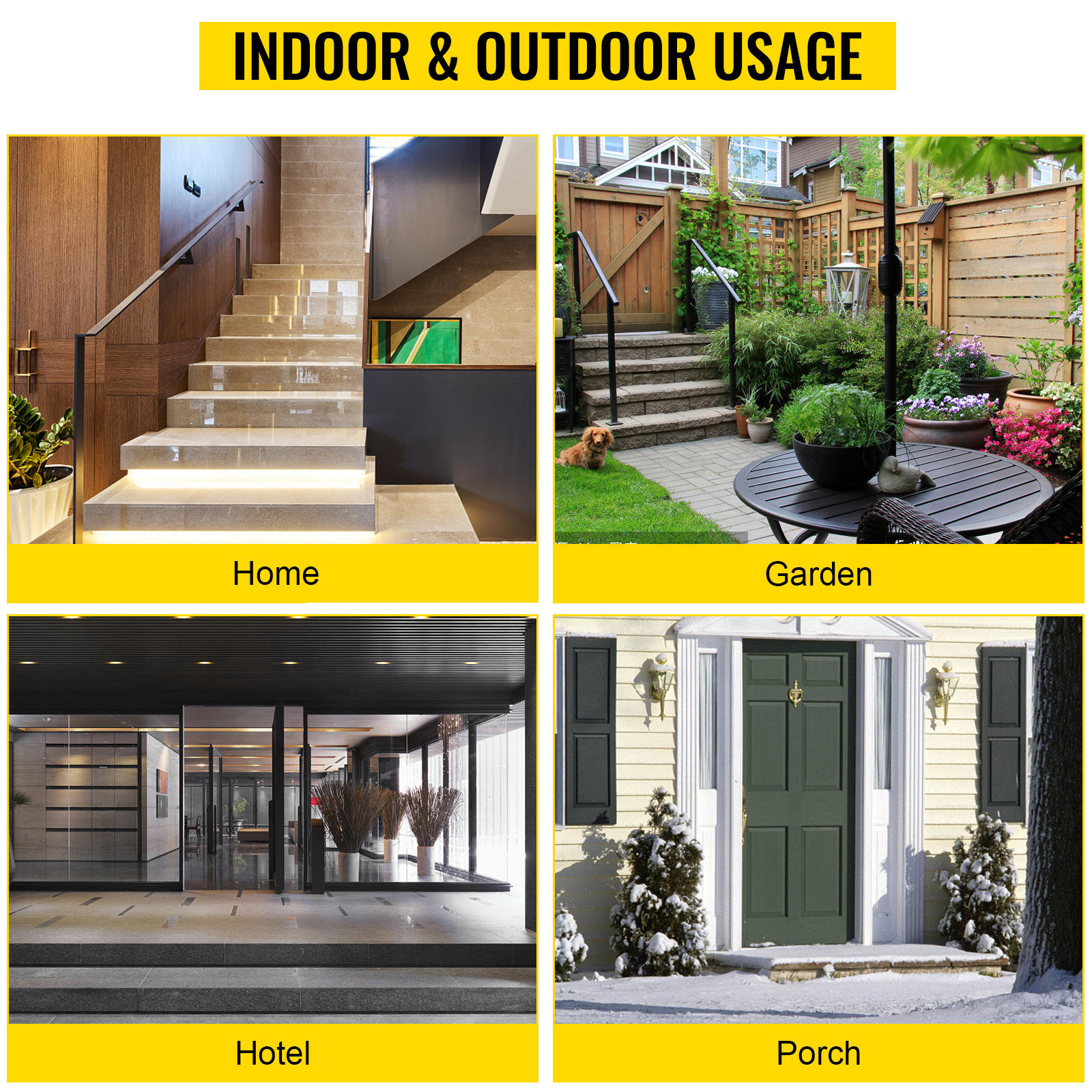 VEVOR handrails for home, garden, hotel, and porch. indoor & outdoor usage.