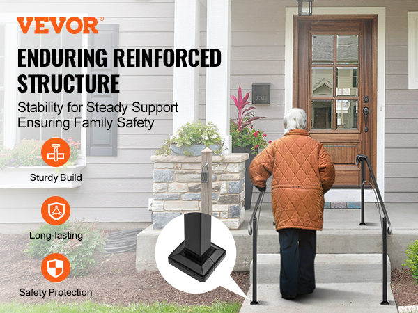 VEVOR outdoor handrails for reinforced stability and family safety on front steps.