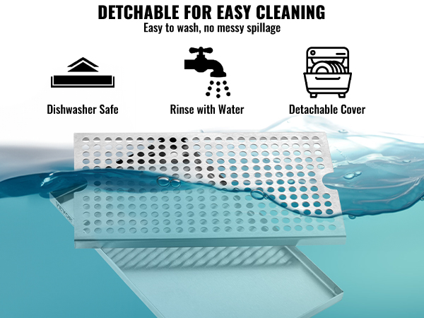 VEVOR beer drip tray detachable for easy cleaning, rinse with water or dishwasher safe