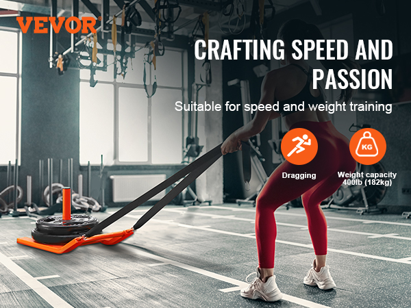 VEVOR weight training pull sled for speed and weight training in a gym setting.