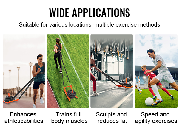 VEVOR weight training pull sled for athletic training, body muscles, fat reduction, and agility exercises.