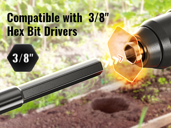 compatible with 3/8" hex bit drivers, VEVOR auger drill bits for planting.