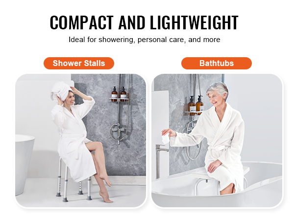 compact and lightweight VEVOR shower chair, ideal for shower stalls and bathtubs, perfect for personal care.