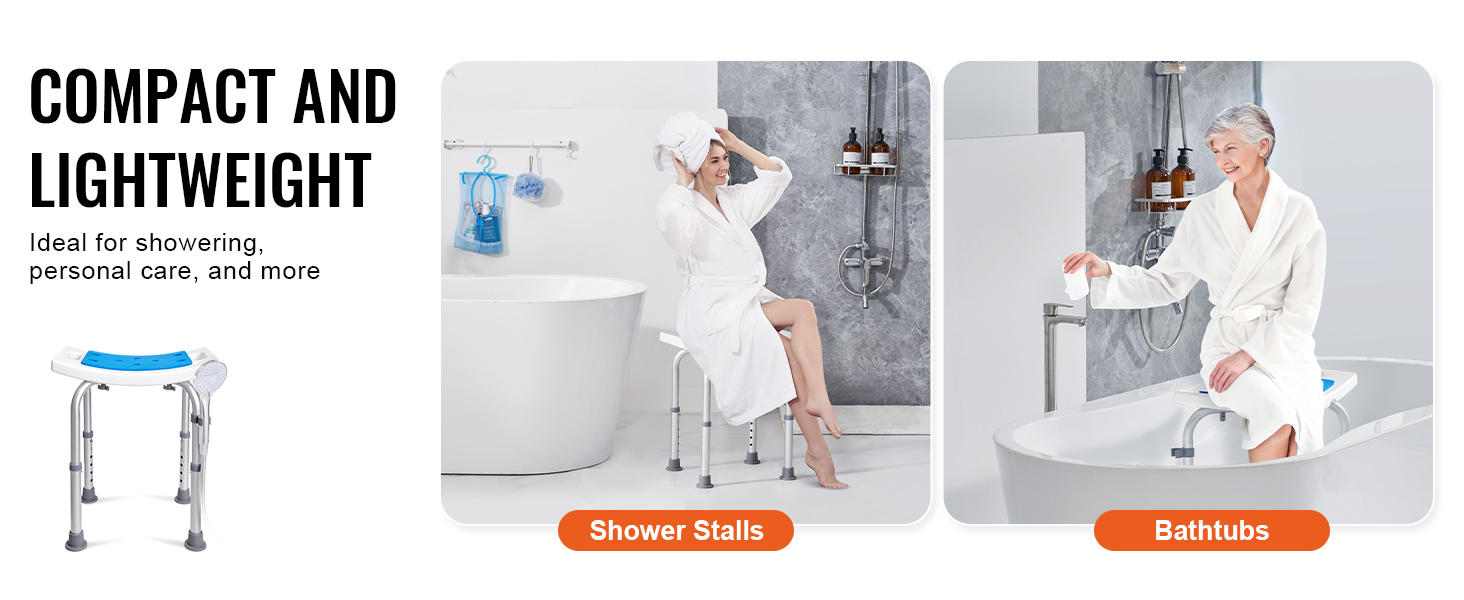 compact VEVOR shower chair, ideal for shower stalls and bathtubs, enhancing personal care and convenience.