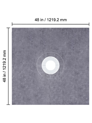 VEVOR shower curb kit, 48x48 inches gray shower pan with center drain.