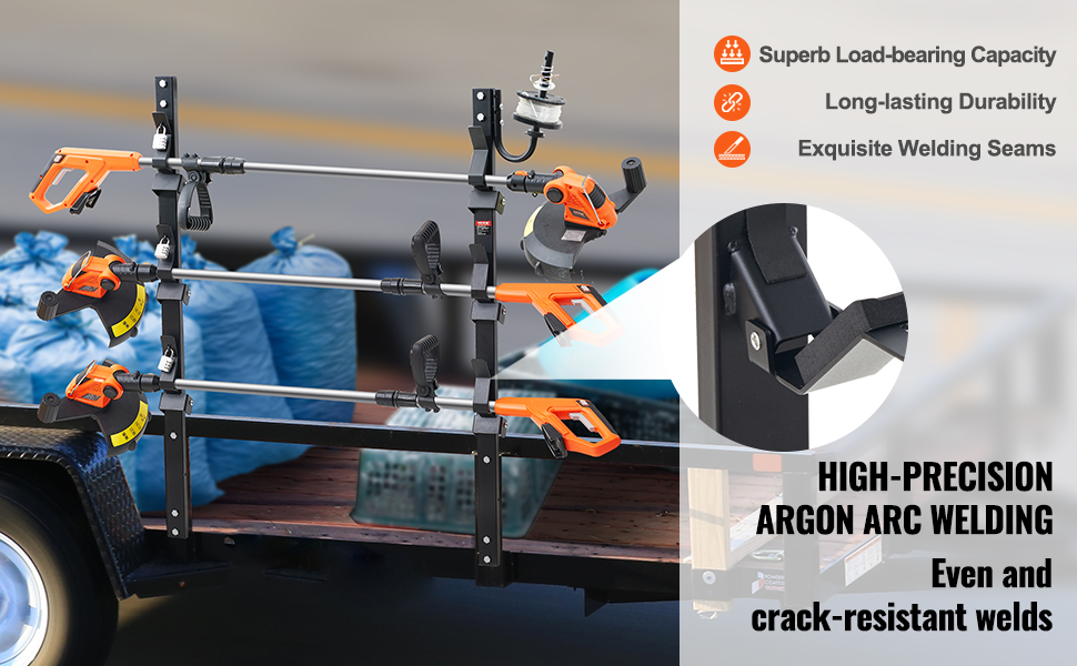 VEVOR trimmer rack showcasing high load-bearing capacity and durable, crack-resistant welding.