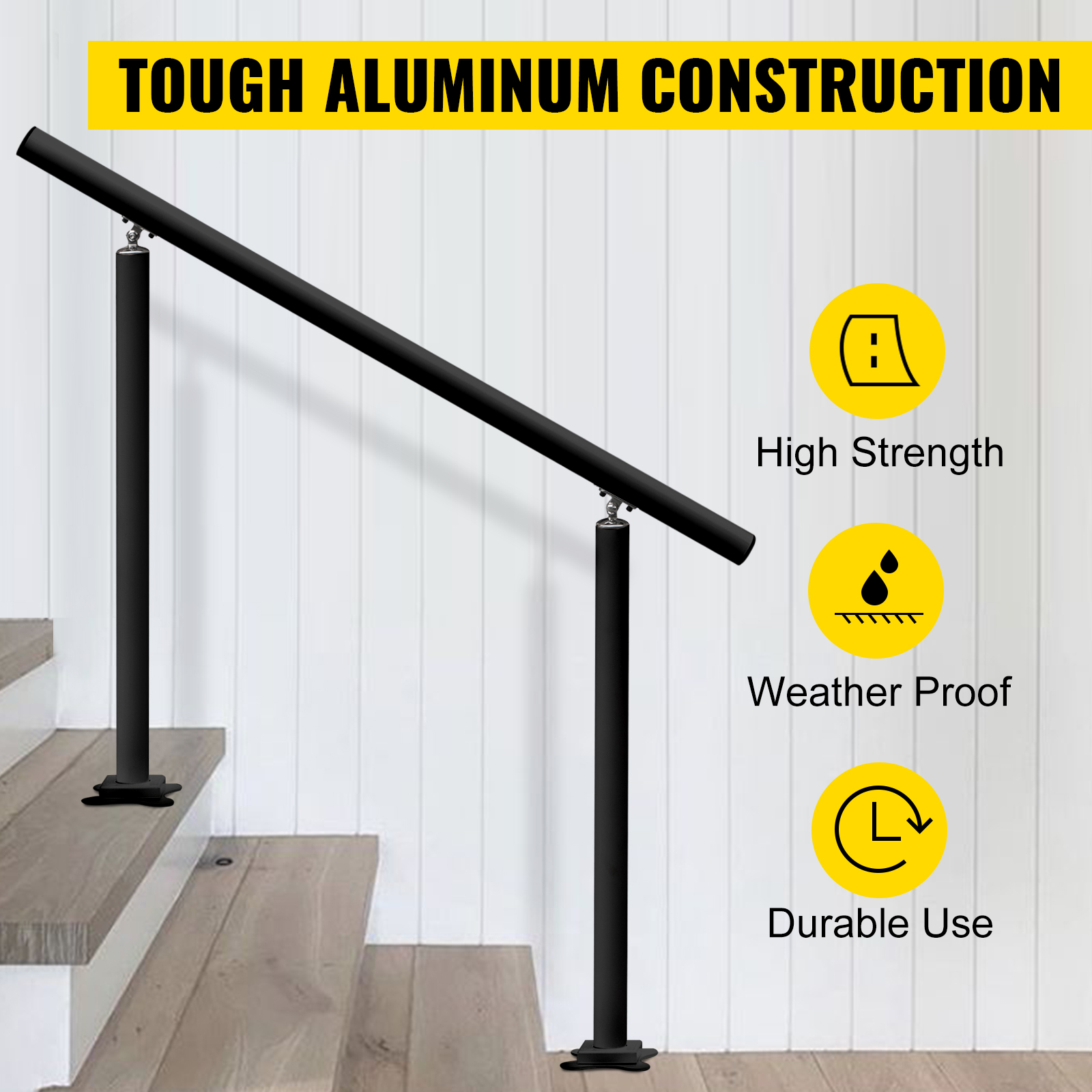 VEVOR outdoor stair railing with tough aluminum construction and weatherproof design.