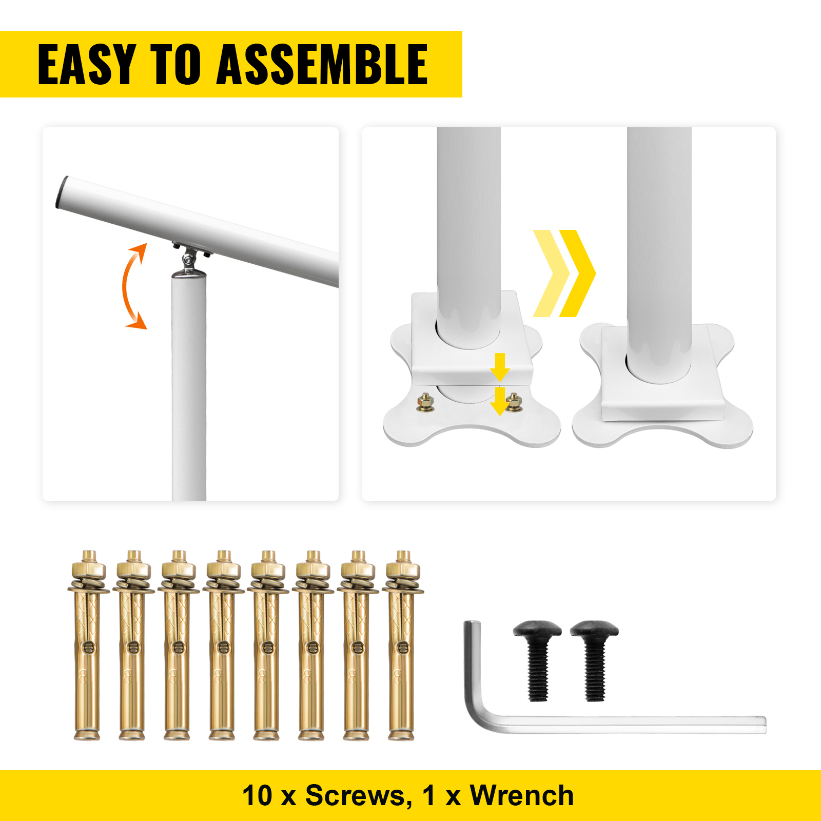 VEVOR outdoor stair railing kit, easy assembly with screws and wrench included.
