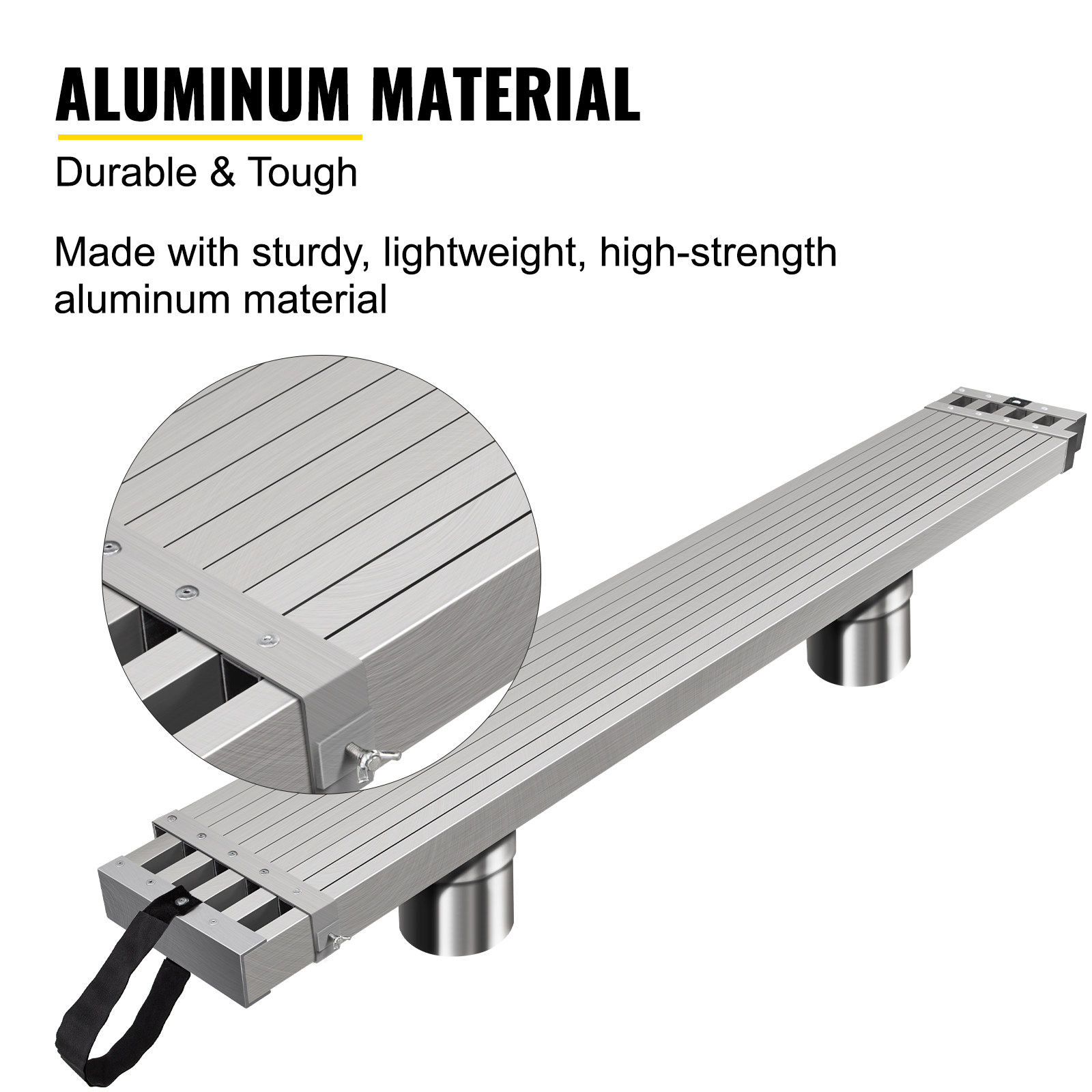 VEVOR aluminum work plank made with durable, lightweight, high-strength aluminum.
