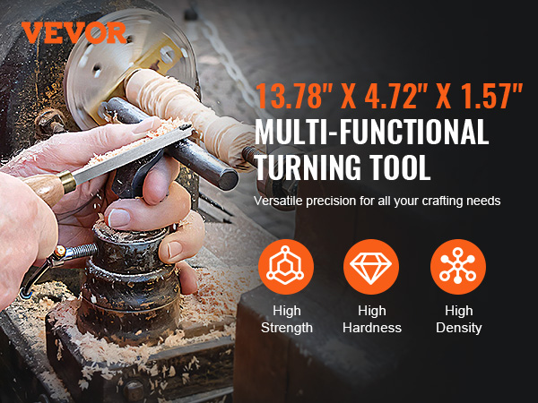 vevar wood lathe chisel set in use, showcasing high strength, hardness, and density for precise crafting.
