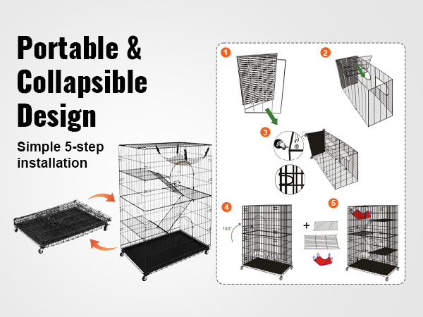 portable and collapsible VEVOR catio with simple 5-step installation guide.