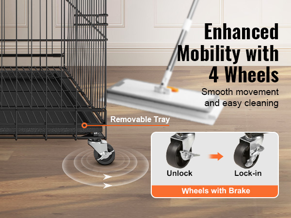 VEVOR catio with removable tray, 360-degree wheels with brakes for enhanced mobility and easy cleaning.