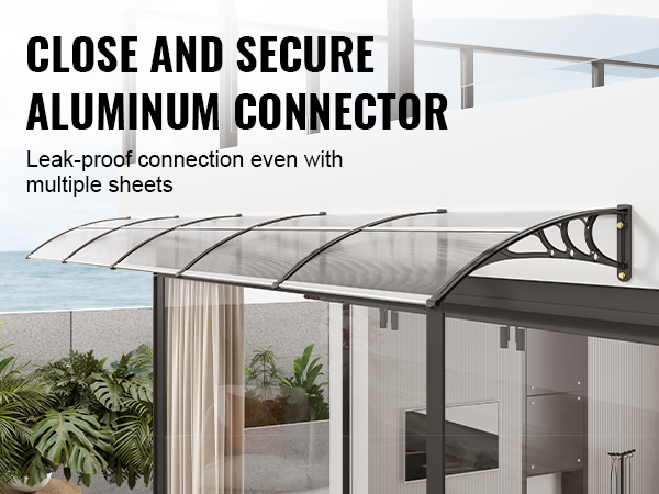 VEVOR window door awning with close and secure aluminum connector for leak-proof, durable coverage.
