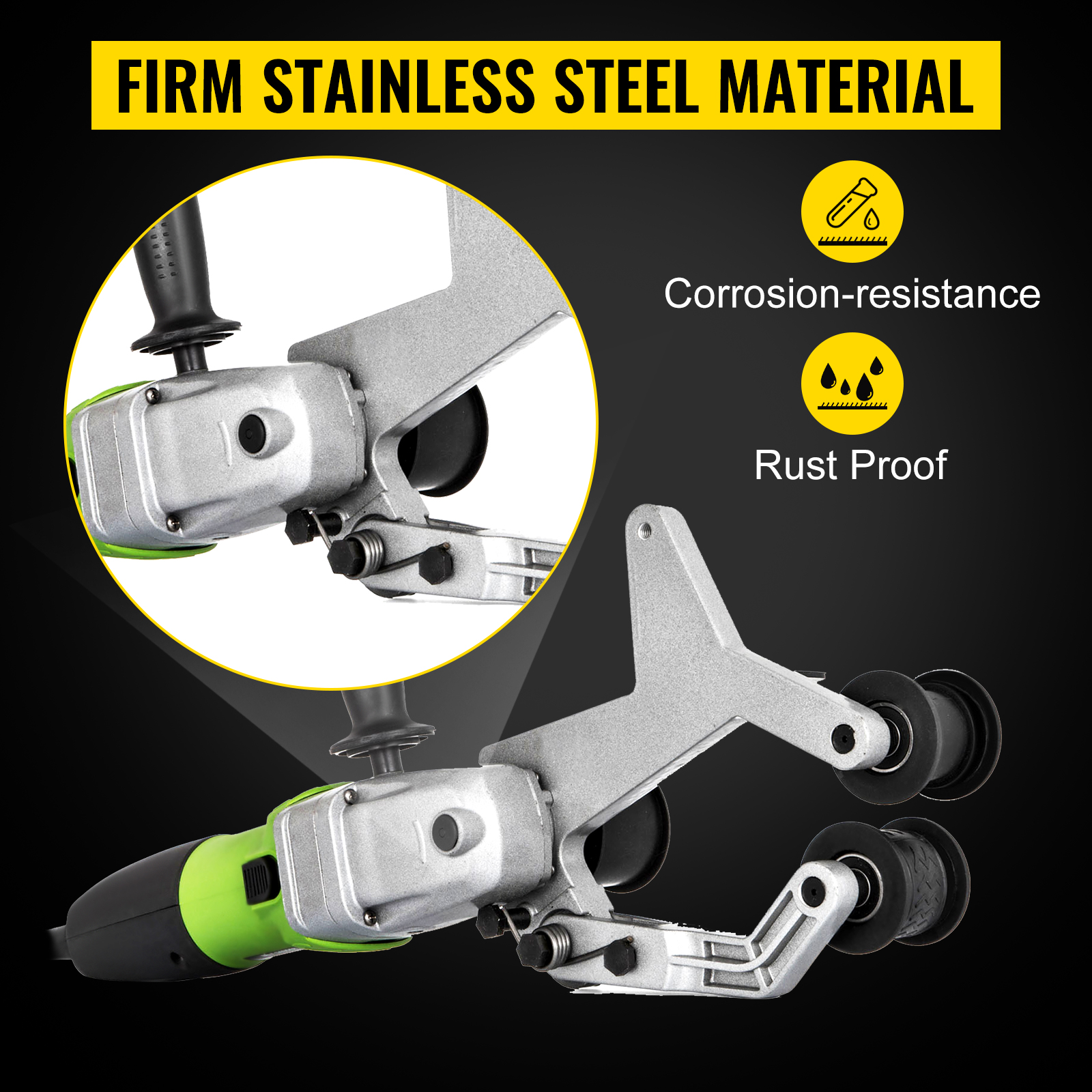 VEVOR pipe tube polisher made of stainless steel; corrosion-resistant, rustproof.