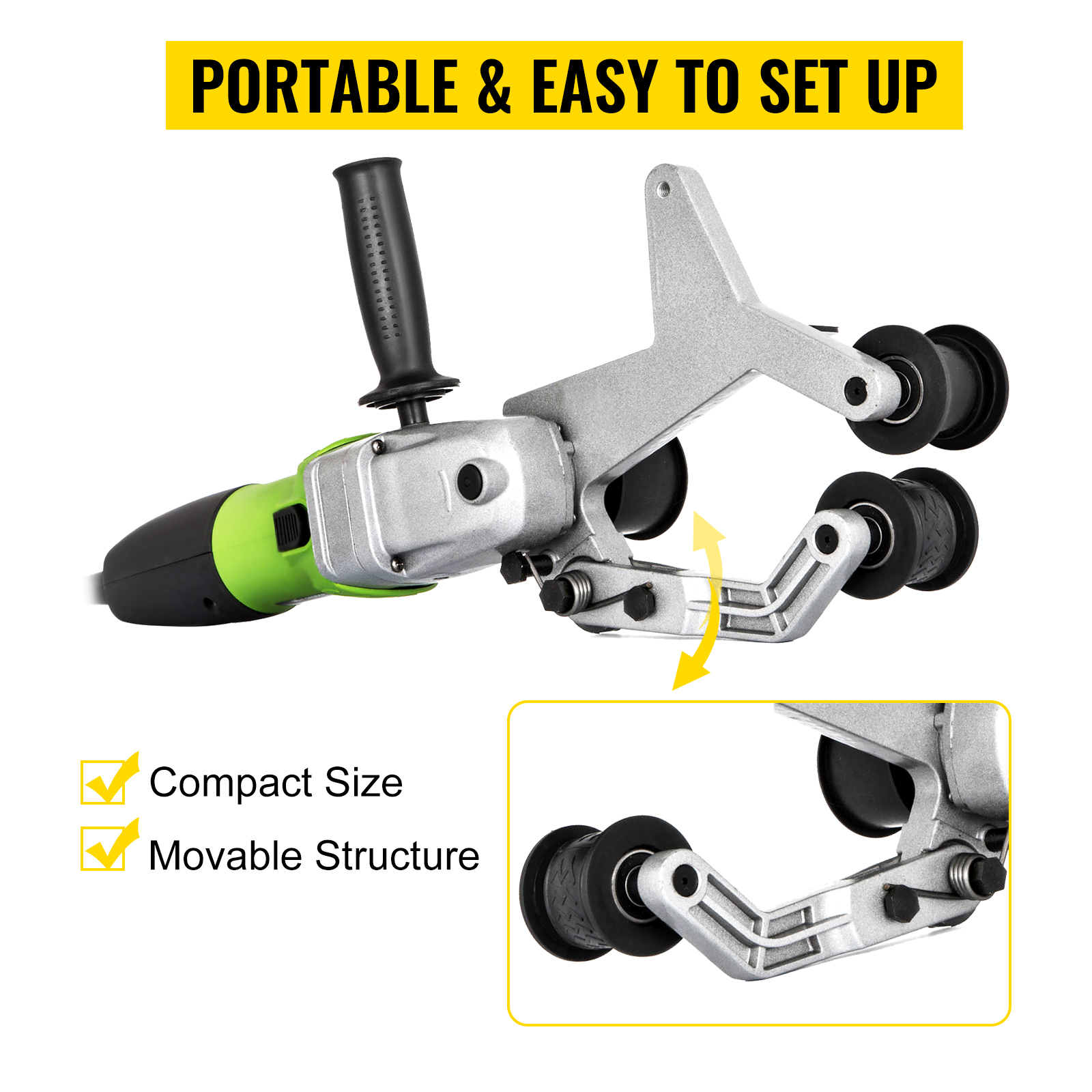 VEVOR pipe tube polisher, portable with movable structure, compact and easy to set up.