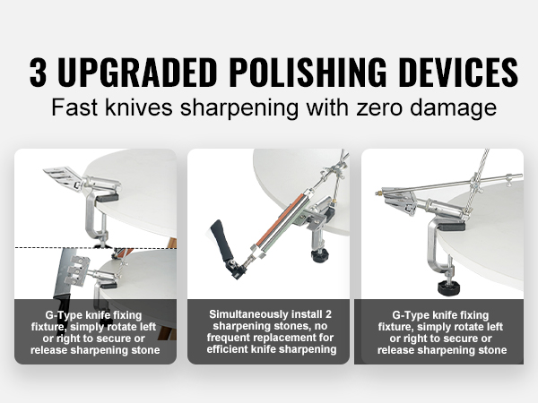VEVOR knife sharpener kit with 3 upgraded fastening devices for fast and secure knife sharpening.