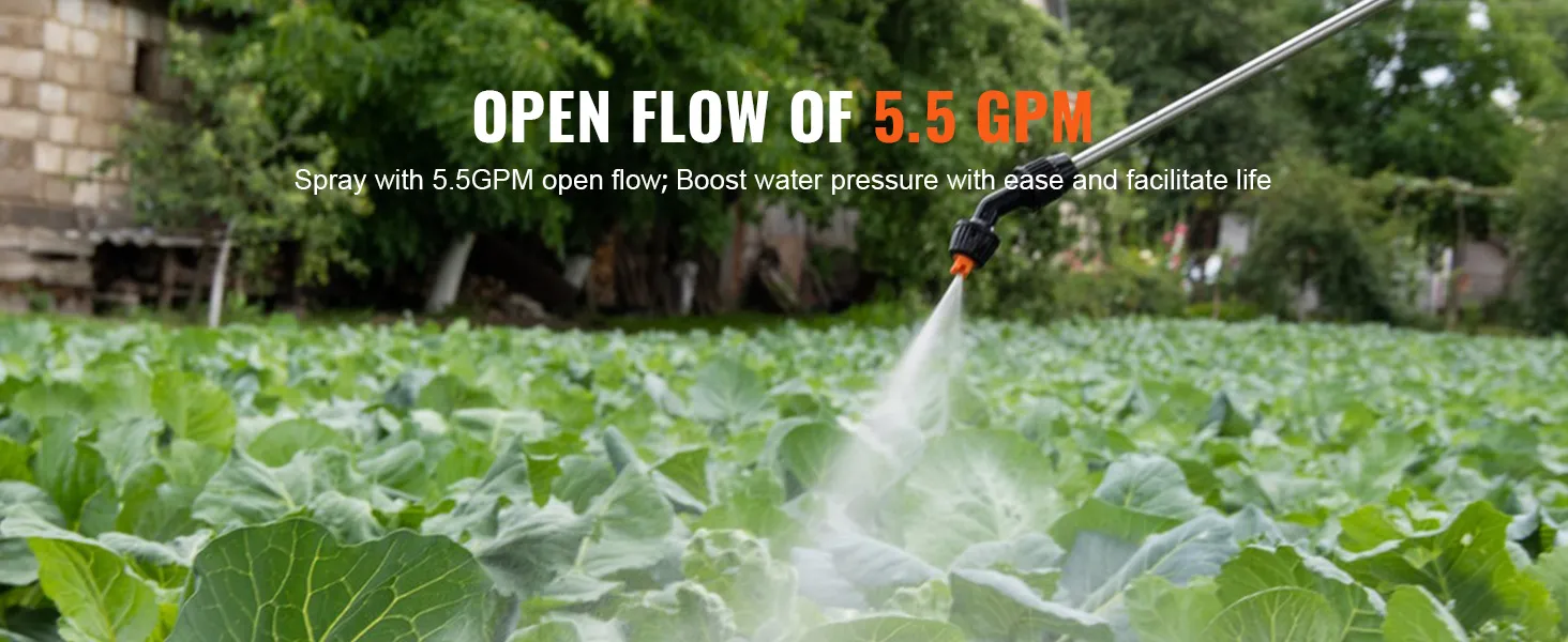 spraying crops with VEVOR 12v water pressure diaphragm pump at 5.5 gpm for effective irrigation.