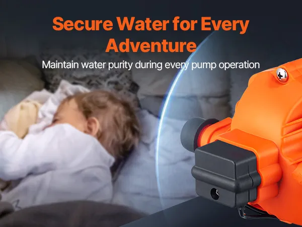 VEVOR 12v water pressure diaphragm pump ensures quiet operation, perfect for children's sleep.