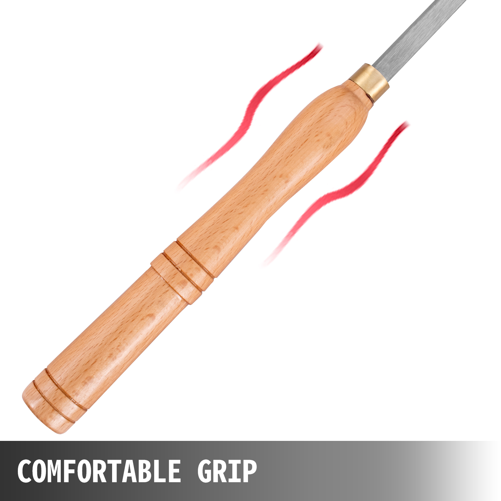 VEVOR wood turning tool with comfortable wooden grip.