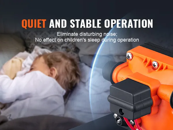 quiet and stable operation of VEVOR water diaphragm pump ensures undisturbed sleep in a cozy setting.