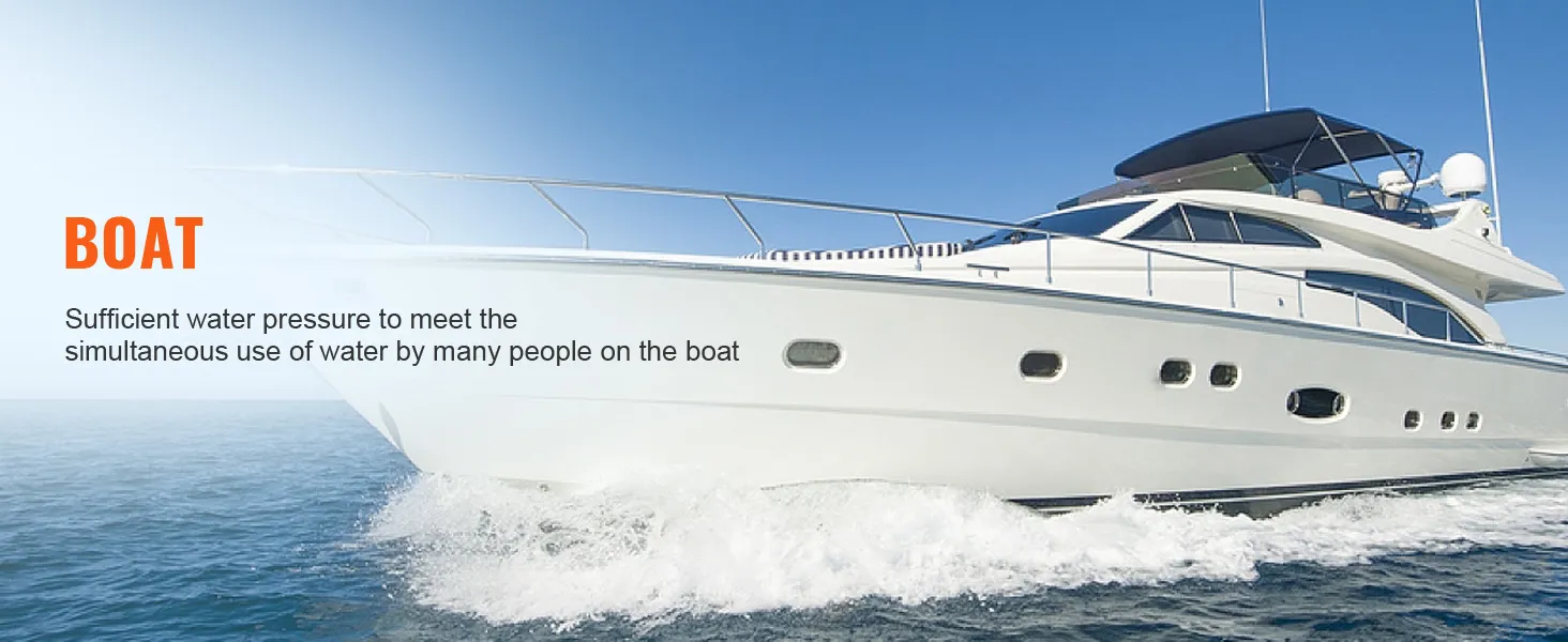 luxury yacht sailing on open water showcasing ample water pressure for multiple users with VEVOR water diaphragm pump.