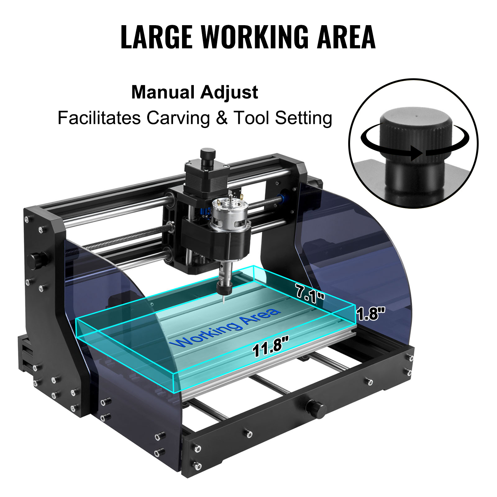 VEVOR cnc laser engraver with large working area for carving and tool setting.