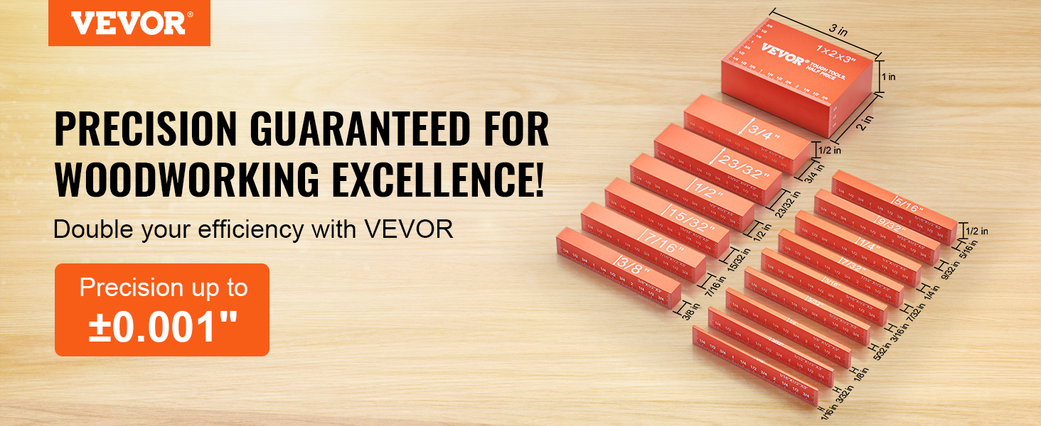 VEVOR precision woodworking tools with accuracy up to ±0.001" for efficiency.