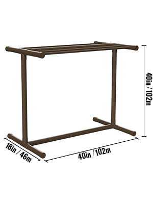 VEVOR pool towel rack, brown metal, three-tier, dimensions 40in x 18in x 40in, sturdy design.
