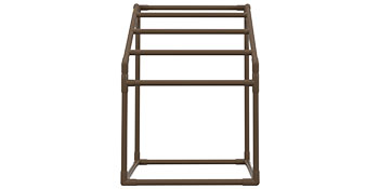 VEVOR pool towel rack with a brown metal frame and four horizontal bars for hanging towels.