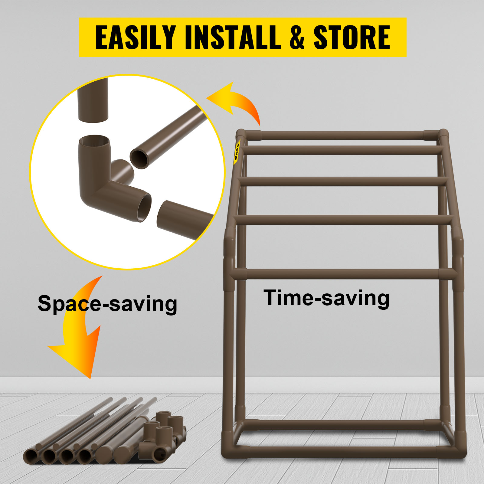 easily install & store VEVOR pool towel rack, space-saving design, efficient and time-saving setup.