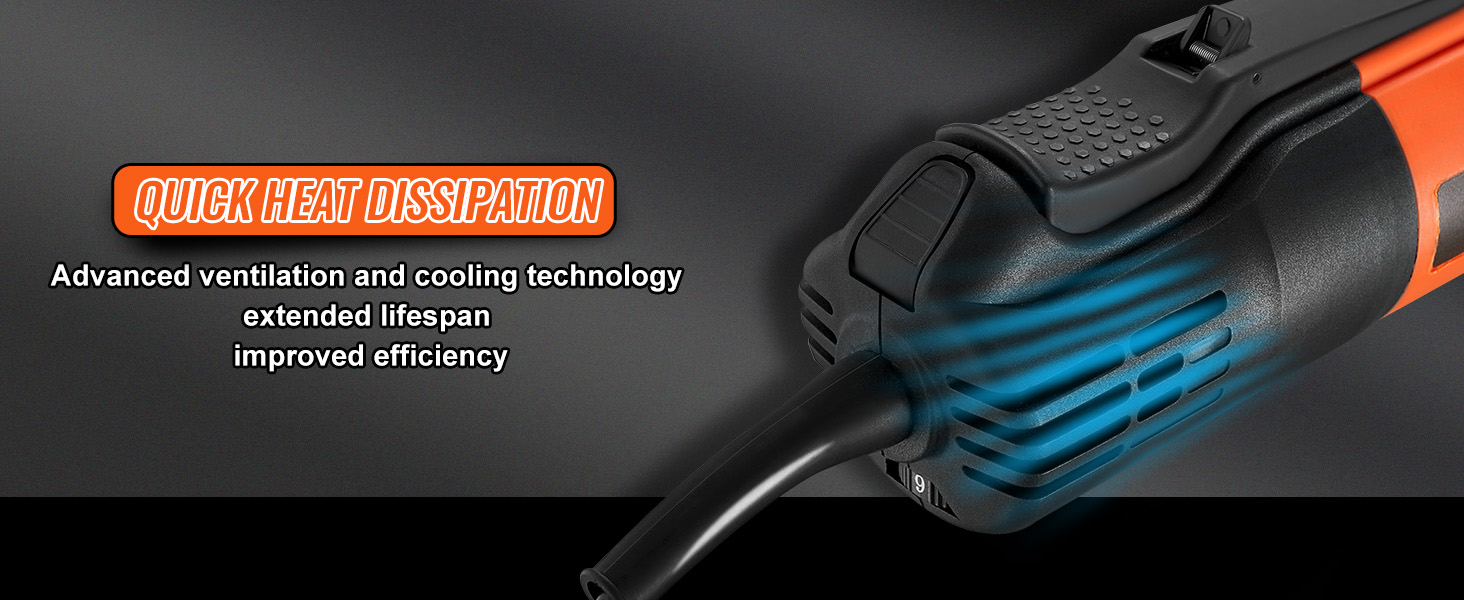 VEVOR die grinder with quick heat dissipation, advanced ventilation, improved efficiency.