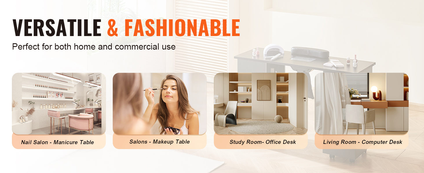 versatile and fashionable VEVOR manicure table for home and commercial use. nail salon, makeup table, office desk.