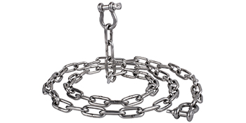 coiled VEVOR anchor chain with shackle, showcasing steel links and sturdy finish.