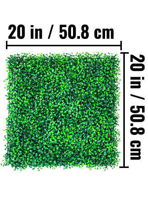 VEVOR artificial boxwood panels, 20 in / 50.8 cm square green foliage.