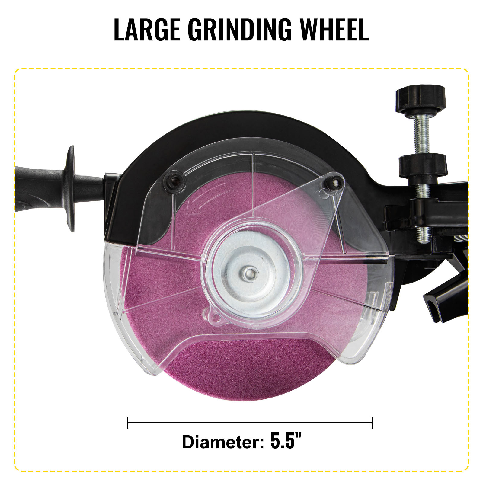 large grinding wheel of VEVOR electric chainsaw sharpener, diameter 5.5 inches.