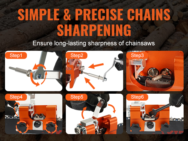 simple and precise VEVOR chainsaw sharpener for long-lasting chainsaw sharpness with step-by-step guide.