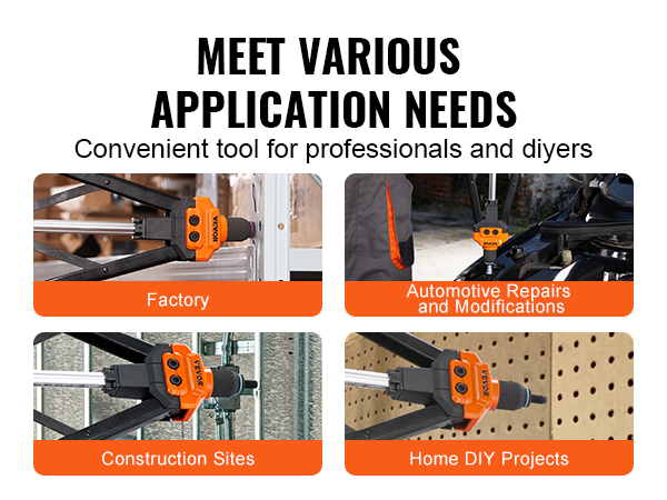 VEVOR rivet nut tool for factory, automotive repairs, construction sites, and home diy projects.