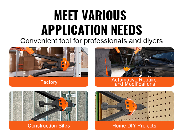 VEVOR rivet nut tool for factory, automotive repairs, construction sites, and home diy projects.