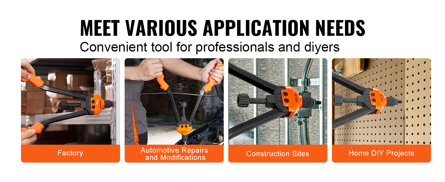 VEVOR rivet nut tool for factory, automotive repairs, construction sites, and home diy projects.