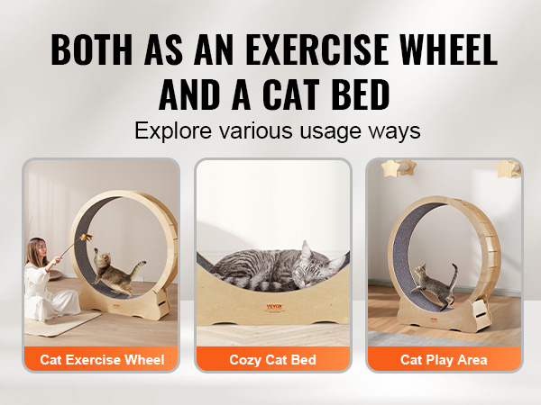VEVOR cat exercise wheel also functions as a cozy cat bed and play area, enhancing various usage ways.