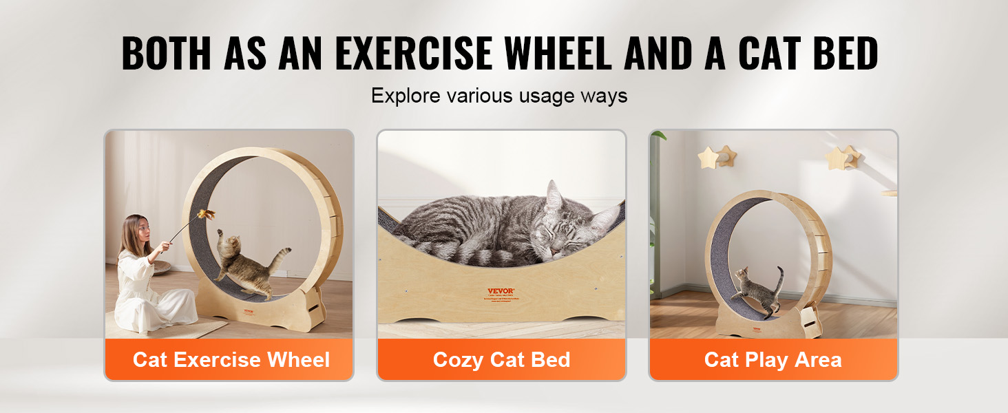VEVOR cat exercise wheel also functions as a cozy cat bed and play area, enhancing various usage ways.