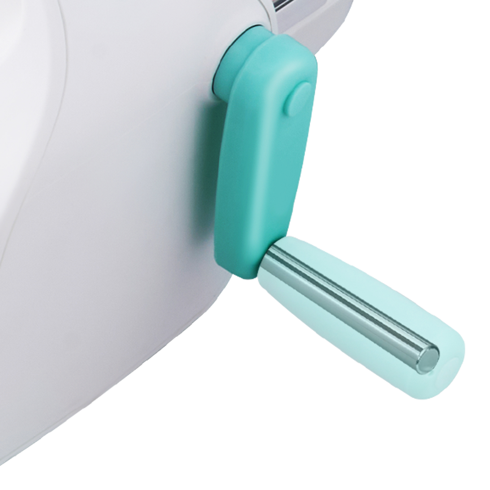 white and teal handle of VEVOR die cutting machine.