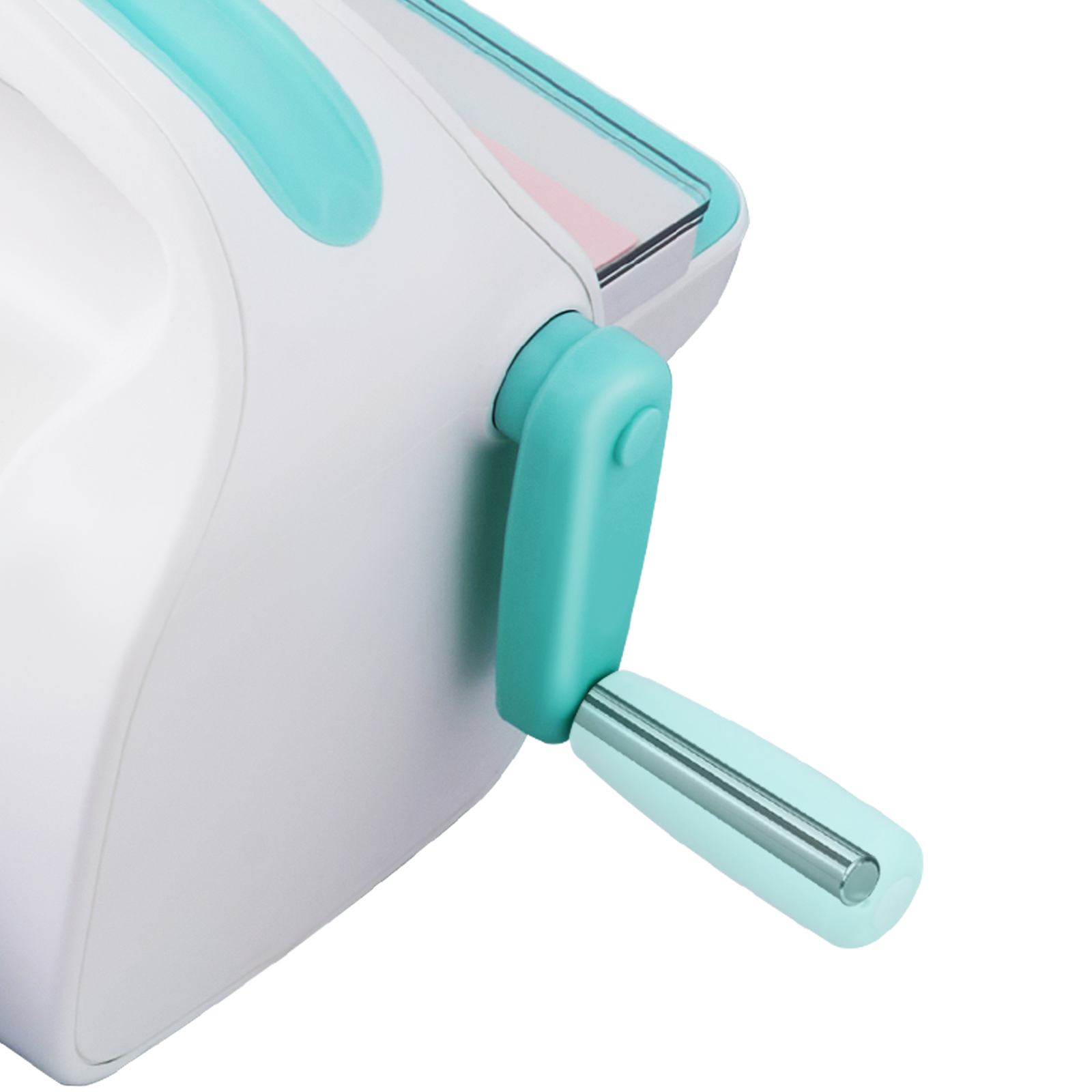 VEVOR die cutting machine with teal handle and white body, featuring a compact and sturdy design.