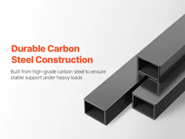 VEVOR hydraulic transmission jack with 30° tilt, 34.3" to 68.5" height range, wide adjustable features.