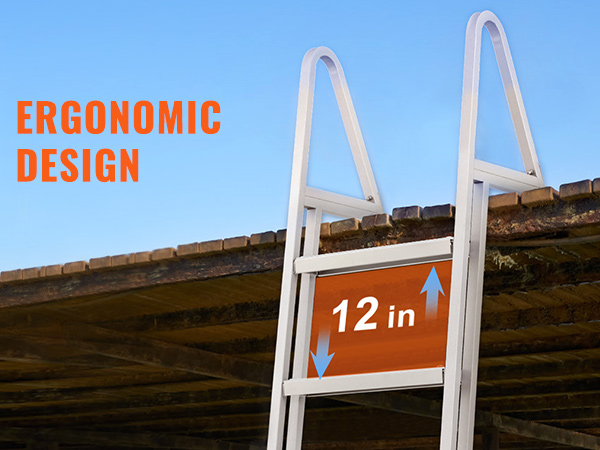 VEVOR dock ladder with ergonomic design and 12-inch step distance for easier access and comfort.