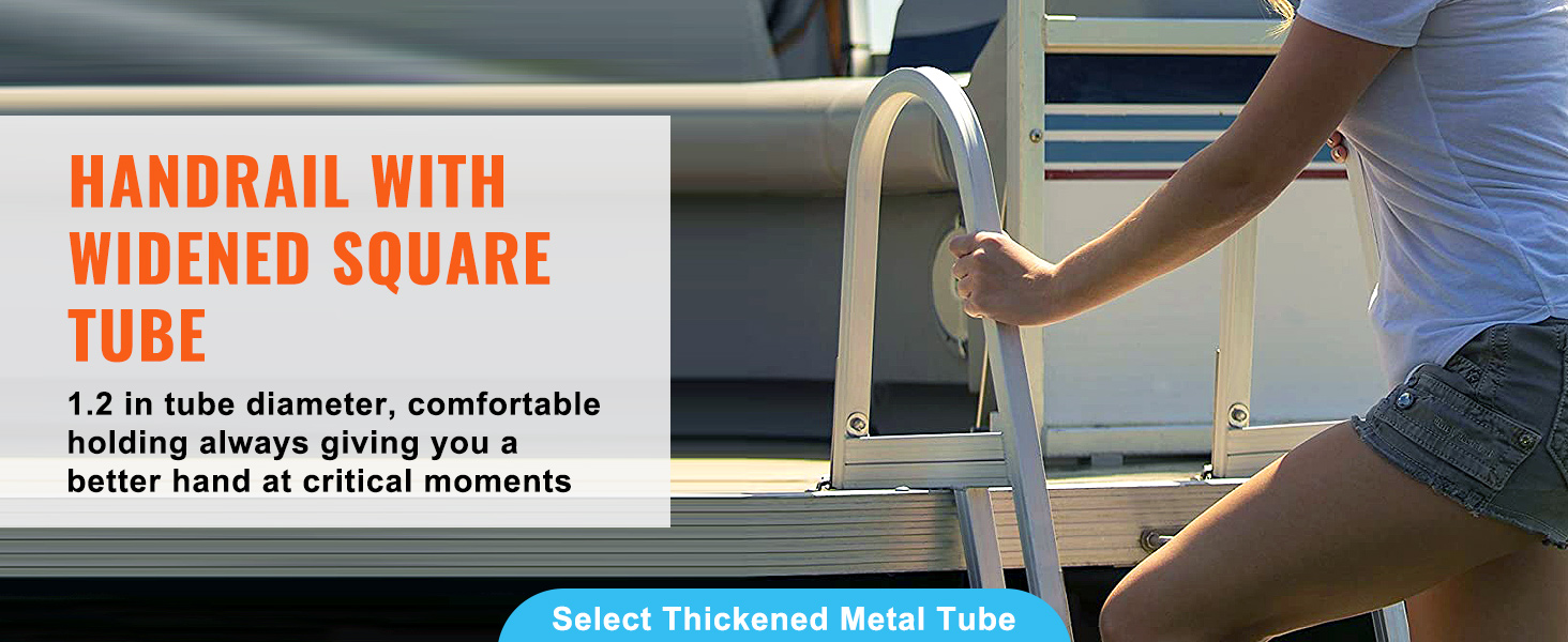 thickened 6063 aluminum alloy ladder with 2mm thickness for VEVOR dock ladder, corrosion-proof, and portable.