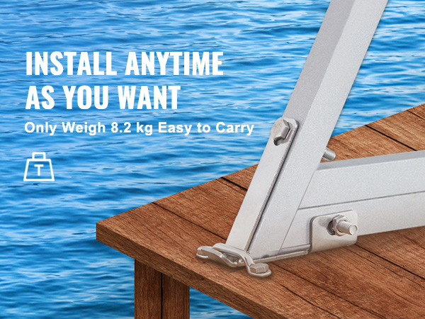 install VEVOR dock ladder in 6 steps: add nonslip pads, pedals, handrails, buckles, fix snap ring bracket.