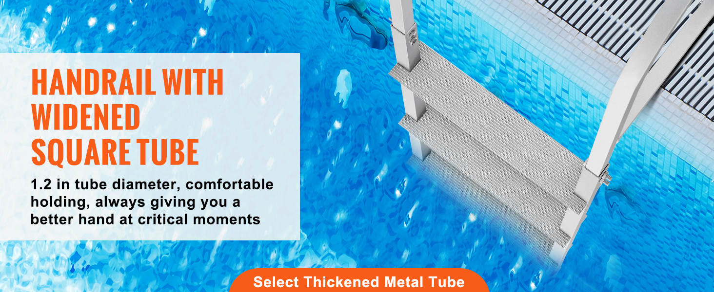 thickened 6063 aluminum alloy with 2mm thick VEVOR dock ladder for enhanced load-bearing and corrosion resistance.